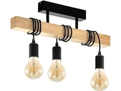Luminária Pendente Em Madeira, Soquete E27, Luminária De Teto Led Ajustável, Cúpula Preta