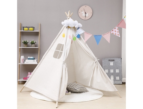 Tienda de Campaña Linda de La Historieta Del Tipi Del Juego Plegable Portátil Blanco - 1,35 M