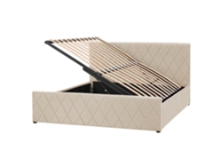 Cama con somier BELIANI Rochefort de Terciopelo Beige 170x214x99
