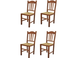 Conjunto de 4 Cadeiras T M C S Silvana (Castanho Noz Claro - 94x44x50 cm - Madeira)