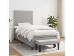 Cama Box Spring Con Colchón Tela Gris Claro 90x200 Cm