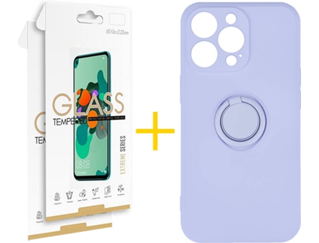 Carcasa + 2 Protectores de Vidrio iPhone 13 Pro SKYHE Gel O-Ring Lila
