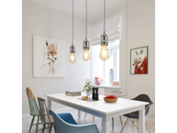 Lámpara de techo colgante E27 de 1 luz, estilo industrial, color plata Zmh