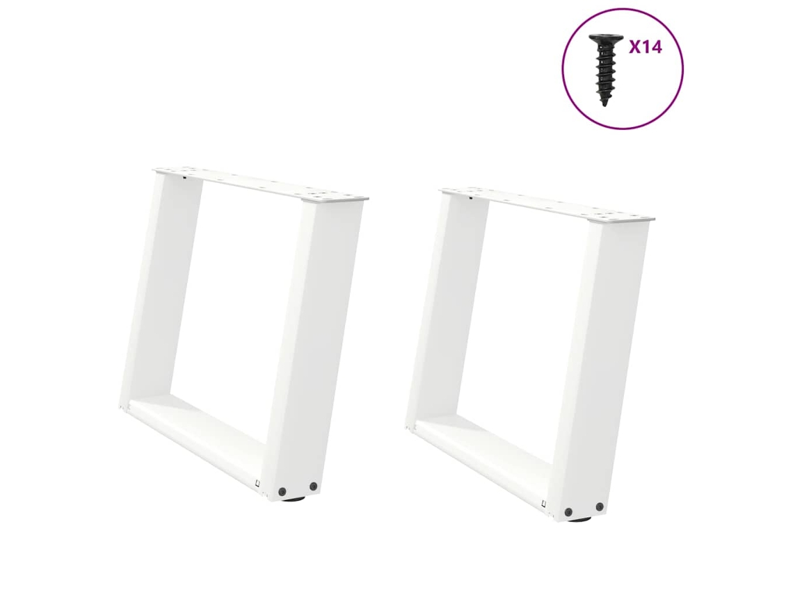 Patas De Mesa De Centro Forma U 2uds Acero Blanco 70x(42-43) Cm