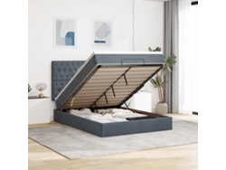 Estructura Cama Otomana Colchones Terciopelo Gris Oscuro