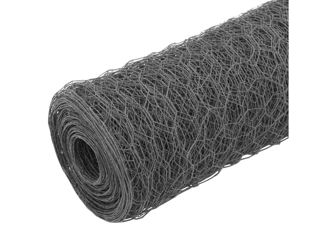 Cerca de alambre para gallineros de 25 x 0,5 m, de acero con revestimiento de PVC gris Wsd81533 Lovely Home