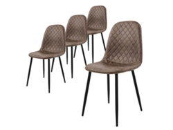 Conjunto de 4 Cadeiras de Jantar com Estofo em Pele Sintética Castanha e Pernas de Metal Incluindo Material de Montagem ML-DESIGN