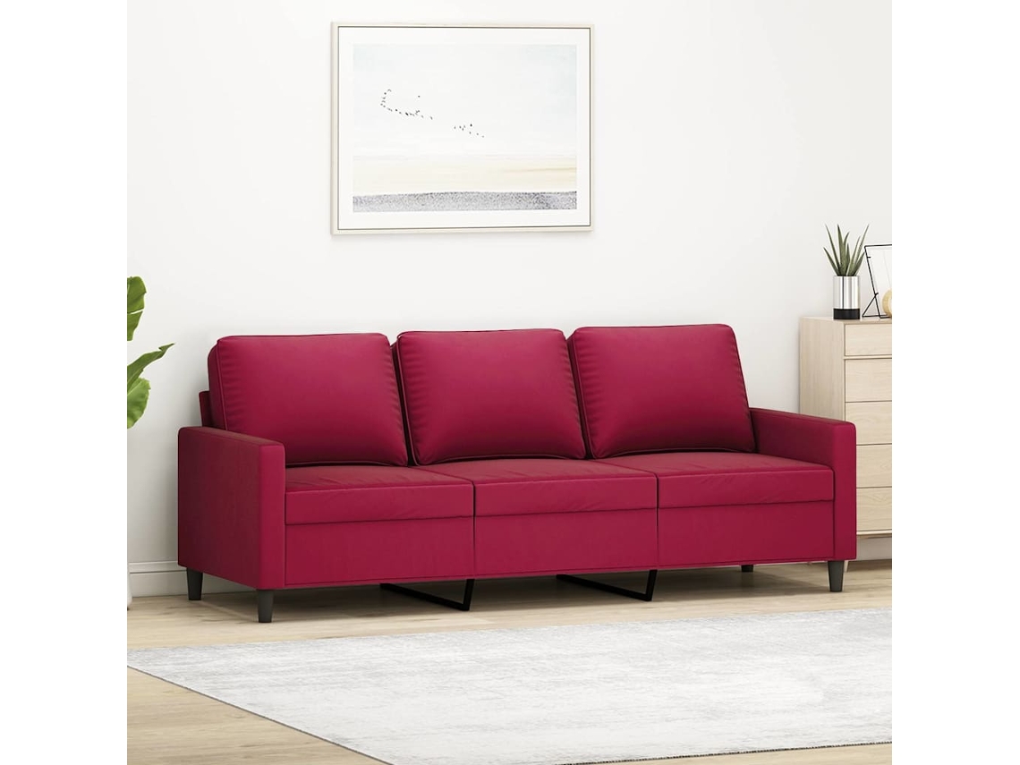 Sofá de 3 plazas - Sofá para salón - Sofá de relax de terciopelo de 180 cm, rojo HARLANV1