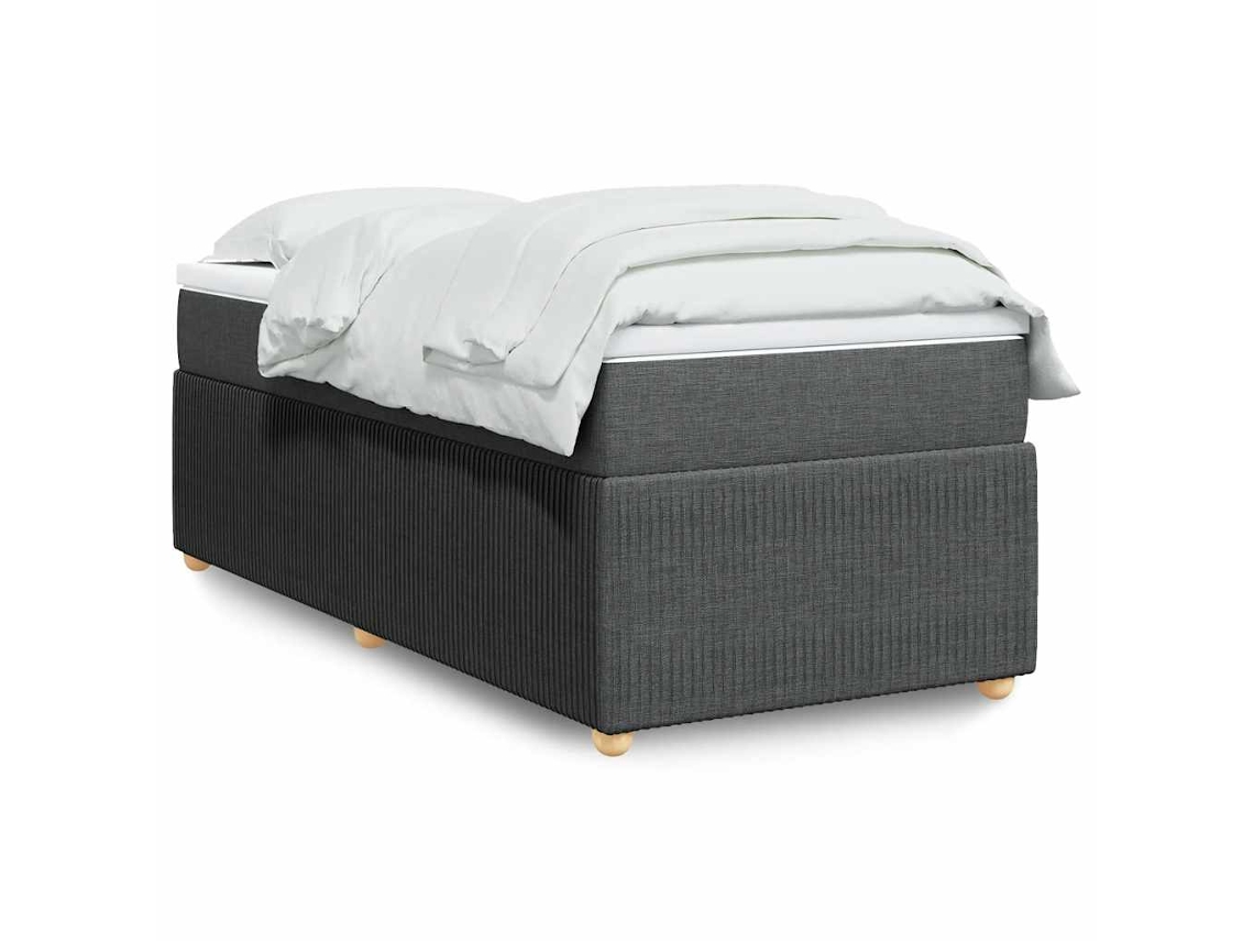 Cama Box Spring Con Colchón Tela Gris Oscuro 90x190 Cm
