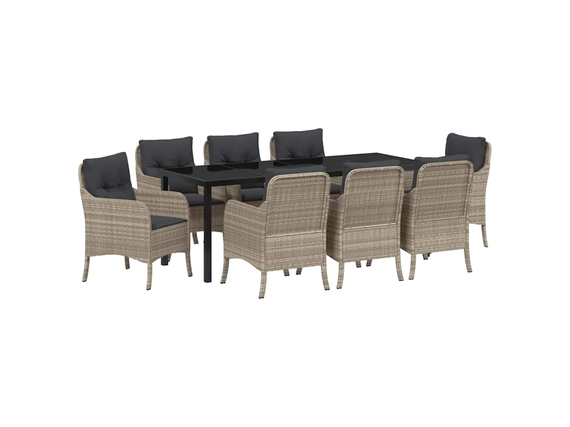Maison Exclusive - Conjunto De Comedor De Jardín 9 Pcs Gris Claro Ratán Sintético