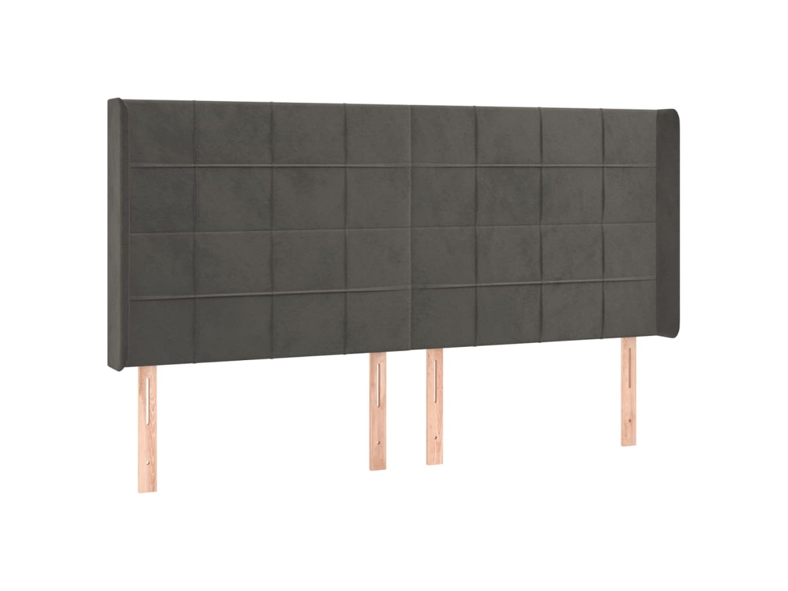Maison Exclusive - Cabecero Con Orejas De Terciopelo Gris Oscuro 203x16x118/128 Cm