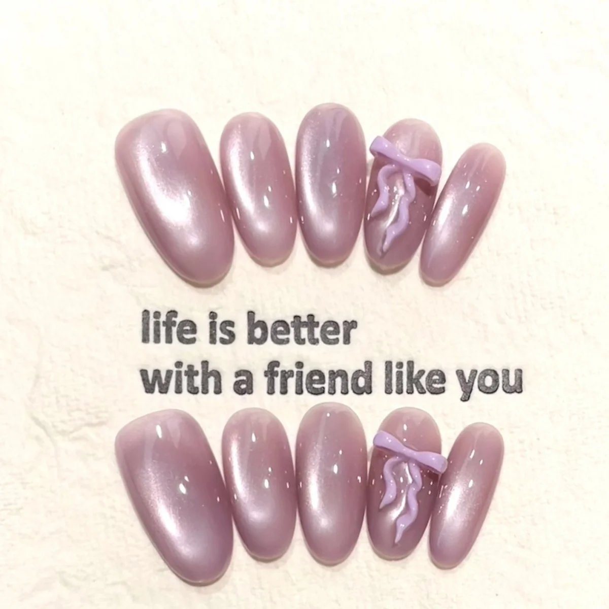 (w155-xs) Juego De 10 Pegatinas De Uñas Sencillas Hechas A Mano Tipo Presión, Uñas Postizas Ovaladas De Longitud Media