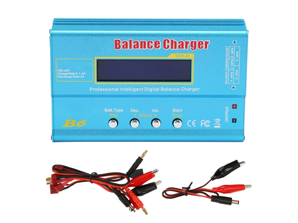 Cargador De Baterías Lipo Balanceado De 80 W De 1 A 6s Con Pantalla Lcd Para Rc Nimh Nicd Li Ion Lfp Sla