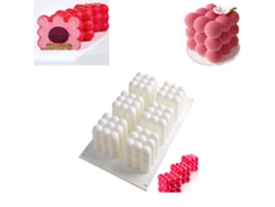Molde de silicona para mousse y pastel con 6 cavidades, diseño de cubo mágico.