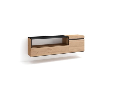 Mueble TV Televisión 150x45x35cm Para TV hasta 65 Colgado Suspendido Roble y negro