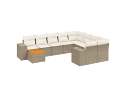 Maison Exclusive - Set De Sofás De Jardín 11pzas Con Cojines Ratán Sintético Beige