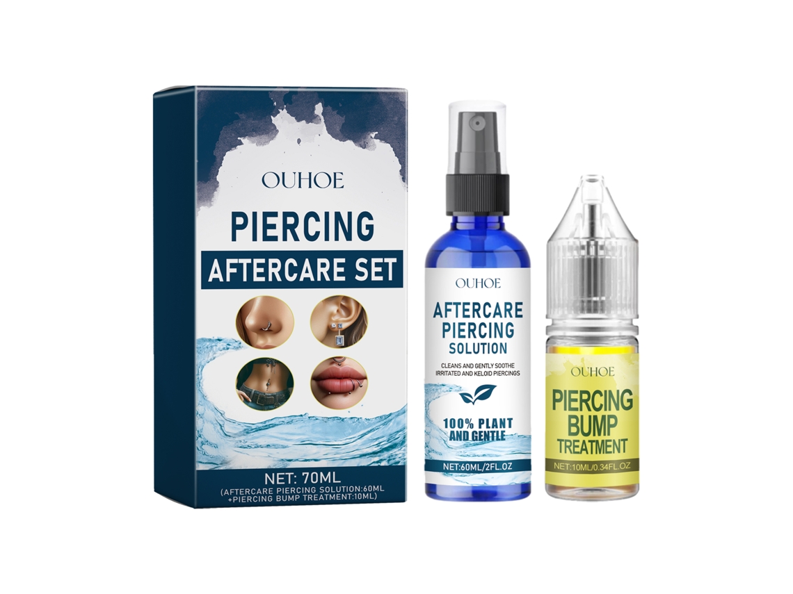 El kit de cuidado para piercings Ouhoe alivia el enrojecimiento, la hinchazón y el dolor.