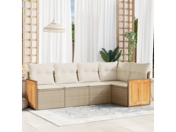 Conjunto de 5 sofás de jardín con cojines de mimbre beige Dkd Home Decor