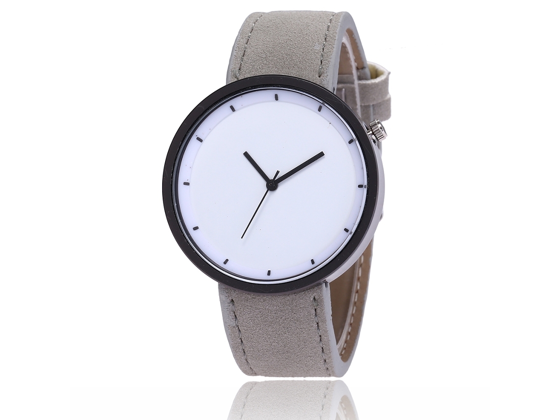 Reloj Casual Para Parejas Zhoulianfa, Correa De Cuero Sintético, Cuarzo, Esfera Redonda, Gris.