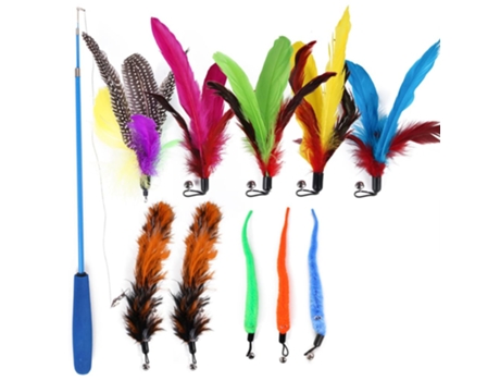 Cat Toys Juguete Interactivo Spring Teaser Con 2 Varillas Telescópicas Y 8 Resortes Naturales Para Gatitos Y Gatos ELKUAIE