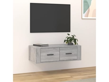 MAISON EXCLUSIVE Mueble TV colgante madera contrachapada gris Sonoma 80x36x25 cm