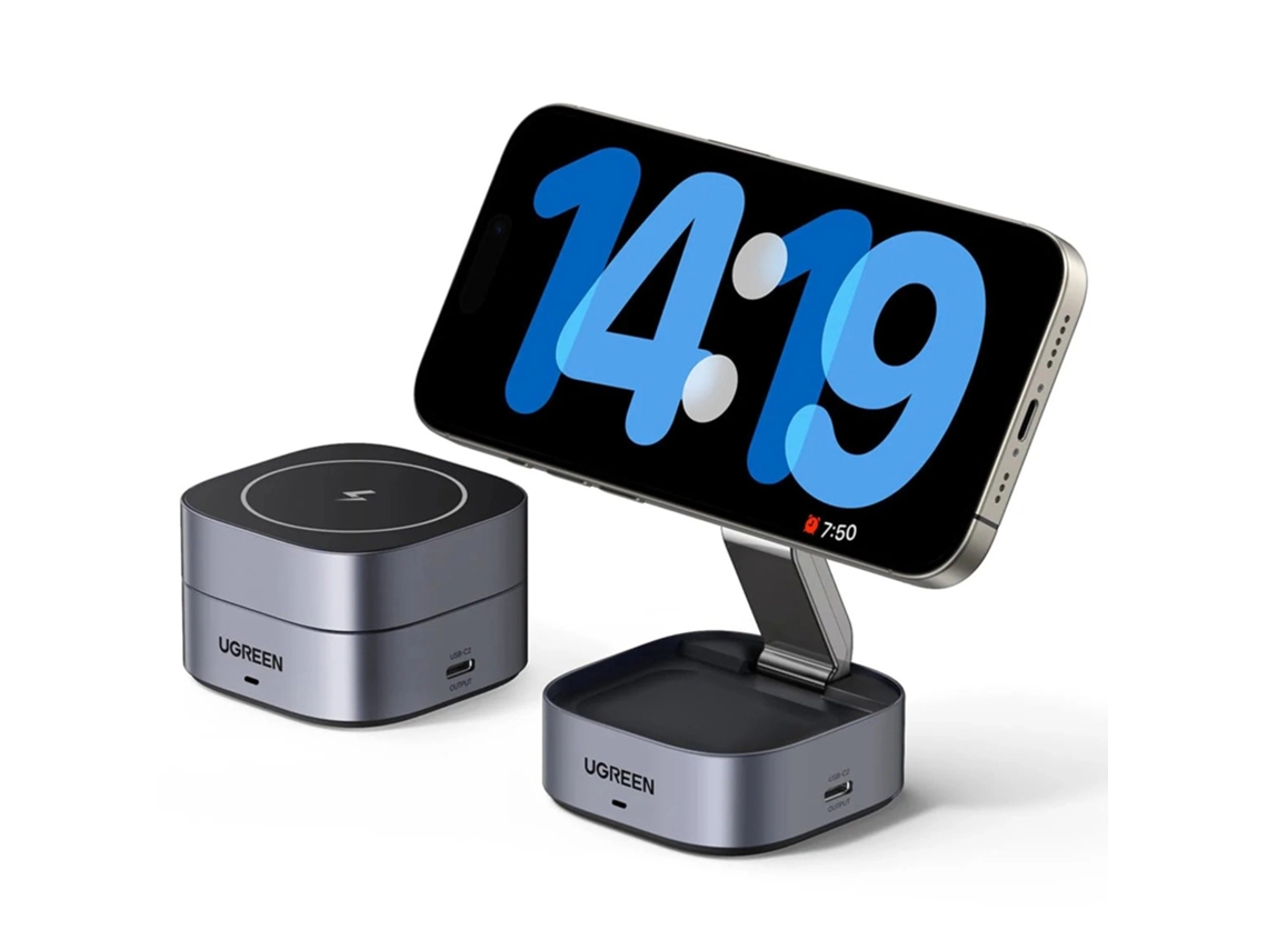 Cargador Inalámbrico Ugreen 2 En 1 Qi/magsafe 20 W Para Iphone Y Airpods Con Cable Usb-c A Usb-c 1 M
