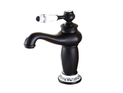 Grifo de baño antiguo de latón macizo con una sola manija, color negro, fabricado en latón OEM.