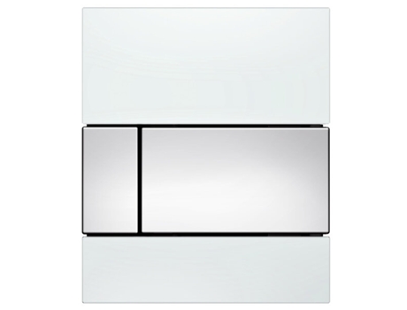 TECEsquare placa de descarga para urinario, vidrio, incl. cartucho, 92428, Color: cristal blanco, teclas cromadas brillante