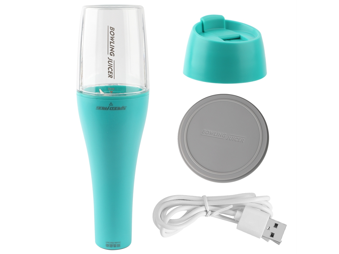 Licuadora portátil recargable por USB de 350 ml para jugos y batidos (verde)