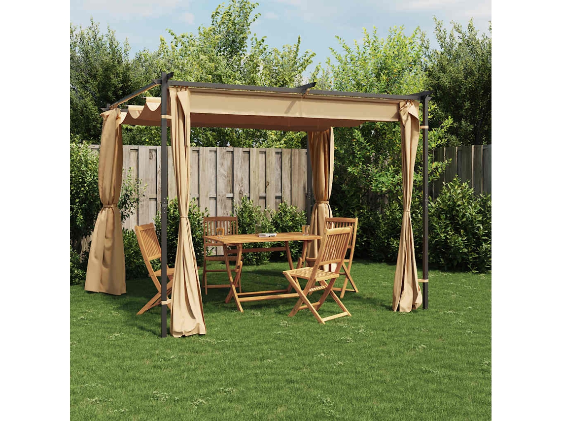 Gazebo con cortinas 3x3 m acero gris parduzco Wsd162786 Lovely Home