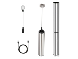Espumador de acero inoxidable a batería, espumador recargable para café, latte y capuchino, espumador de leche de mano con temperatura ajustable.