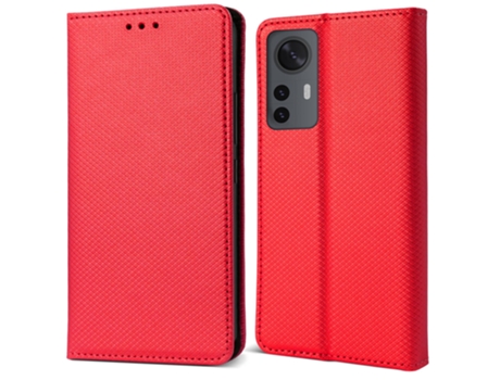 Funda Flip MOOZY para Xiaomi 12 y Xiaomi 12X en rojo - Funda tipo cartera magnética inteligente con soporte y compartimentos para tarjetas.