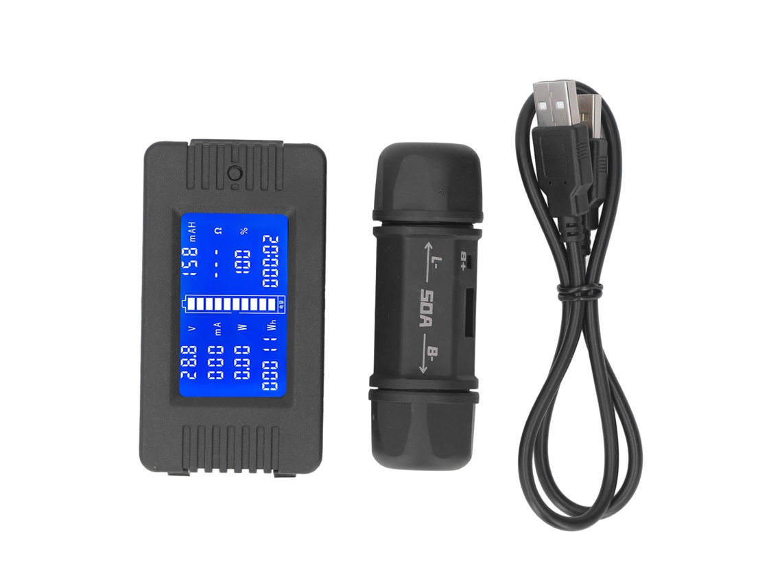 Monitor digital de batería, medidor de voltaje, corriente, capacidad y potencia, preciso, 50 A, 8-120 V, para vehículos eléctricos y fuentes de alimentación.