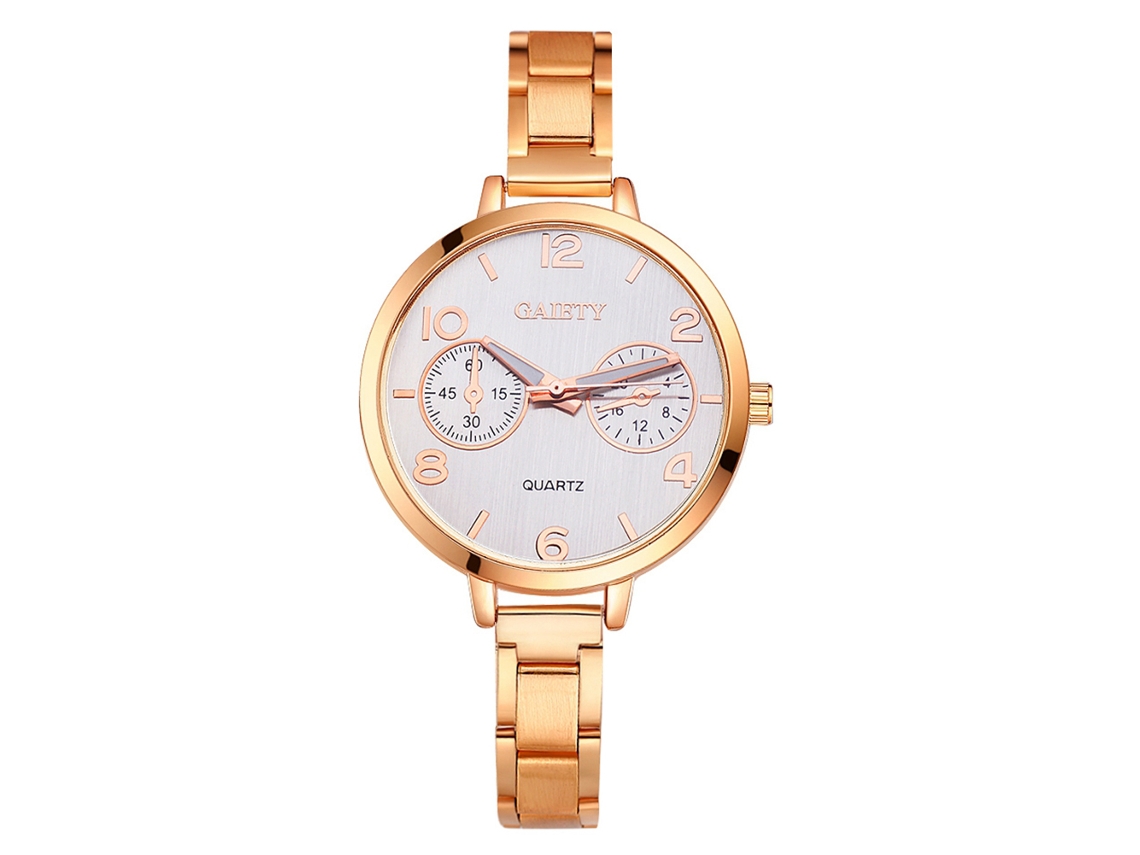 Reloj de cuarzo Gaiety para mujer con correa fina de diseño elegante (oro rosa)