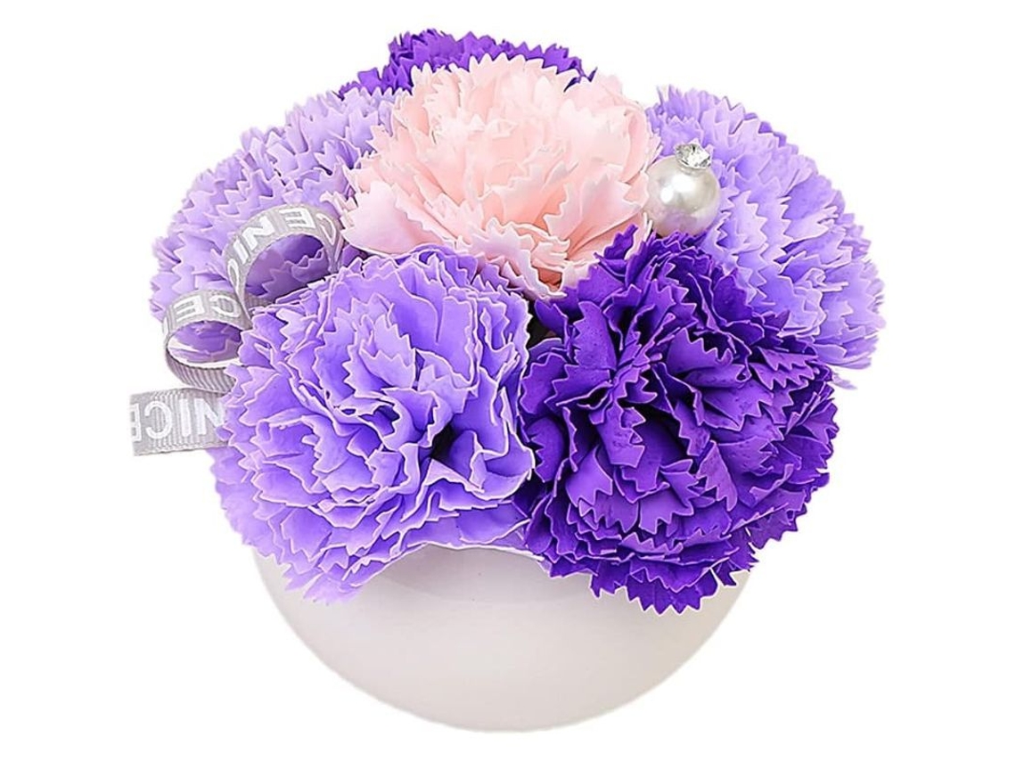 Jarrón De Plástico Con Flor Artificial - Jardín Decorativo Para Interiores Y Exteriores - F