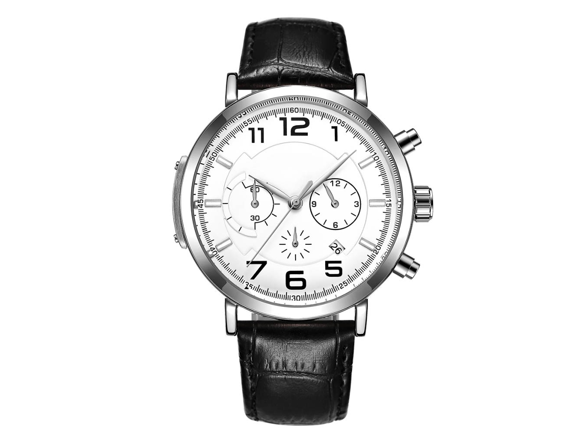 Reloj Hombre Ochstin Impermeable Dial Redondo Correa Cuero Quartzo Oro Rosa Café