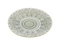 Set 6 Platos Llanos Blanco Y Verde DRW ( 28,4x4,7cm)