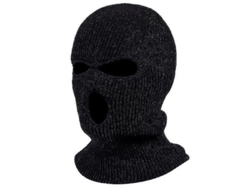 Pasamontañas Acolchado Unisex De Invierno Con 3 Agujeros, Mangas Completas, Tejido De Punto Negro, Gorro Para Esquí/snowboard