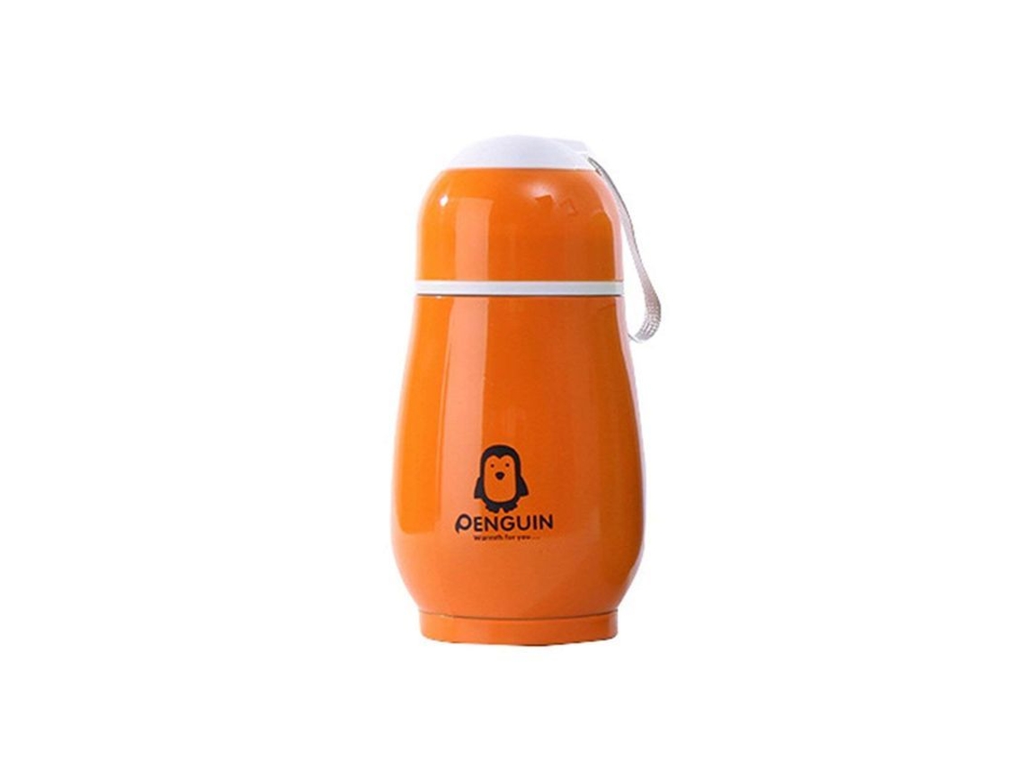 2026da-vaso Termo De Acero Inoxidable Forma Pingüino Kawaii 300ml Naranja