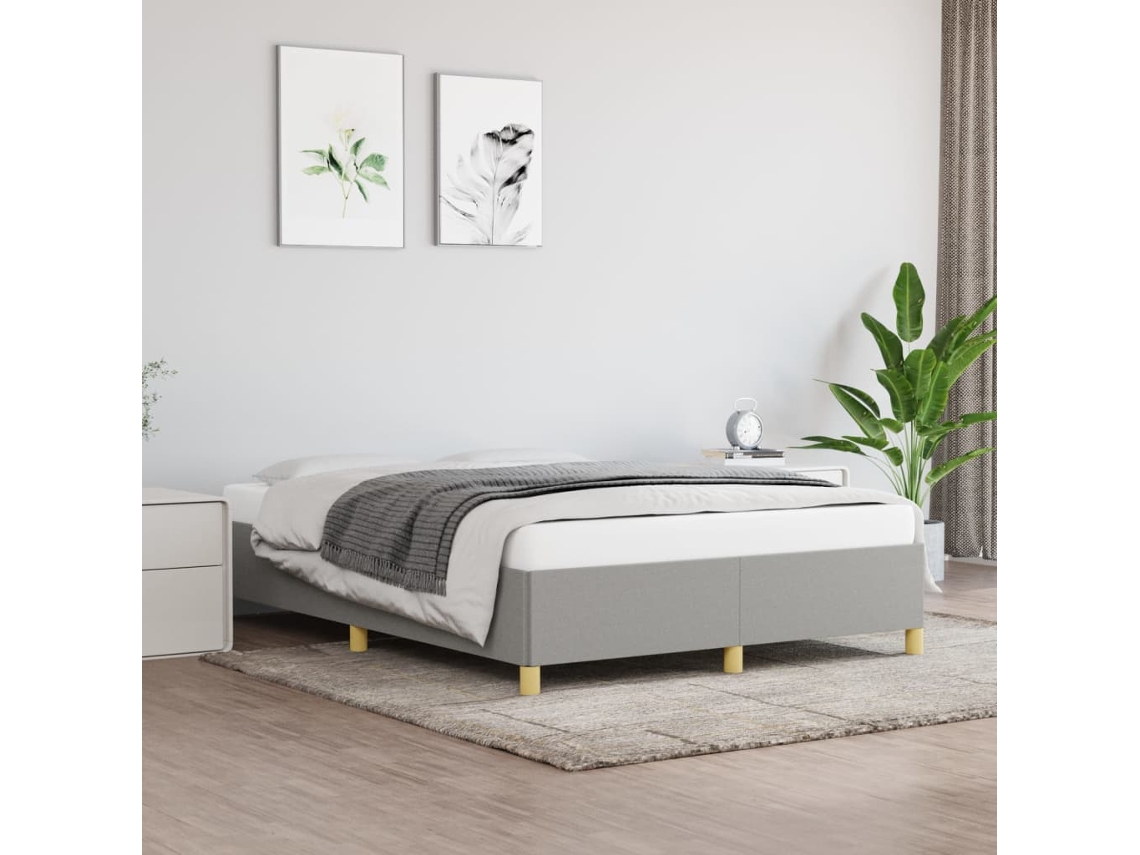 Cama Sin Colchón Tela Gris Claro 140x190 Cm