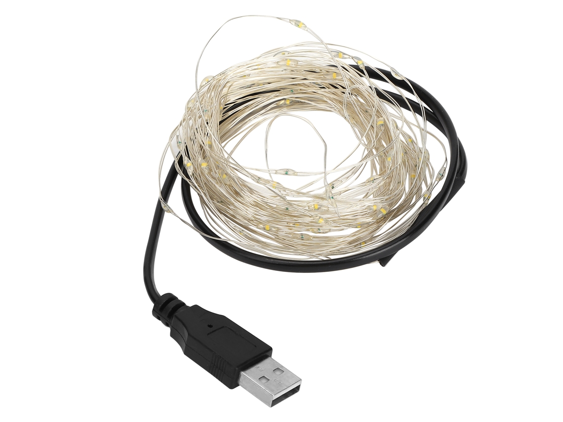 Rebe-cordón De Luces Led 32.8ft Cable De Cobre Carga Usb Lámpara Decorativa Luz Cálida Para Halloween Fiesta Hogar