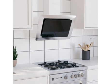 vidaXL Campana extractora acero inox y vidrio templado plateado 60 cm