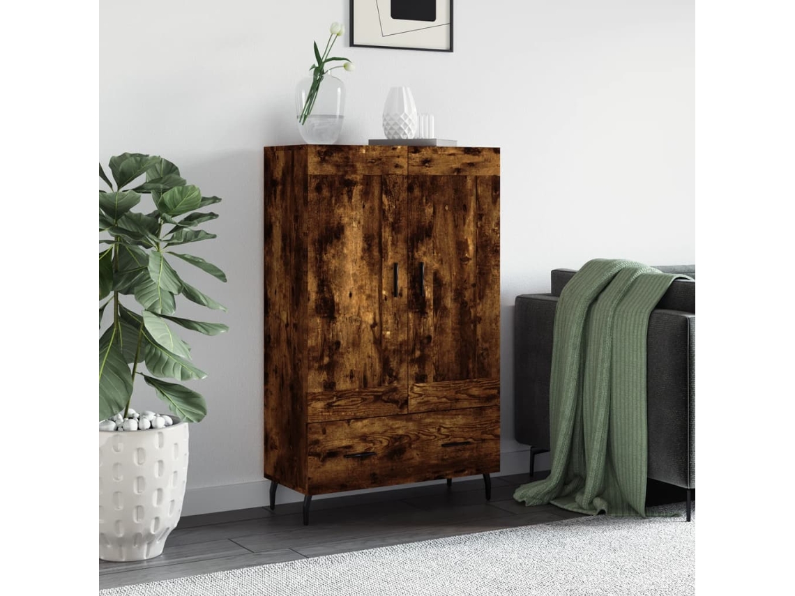 Lovely Home Armario Alto Derivados de Madera 69,5X31X115Cm Roble Ahumado