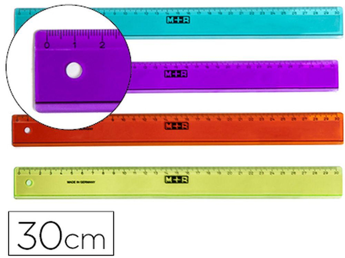 Regla 30cm Plástico Colores Surtidos Graduada y Biselada0