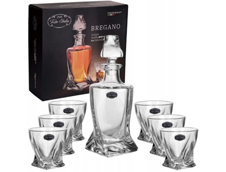 Set Decantador de Whisky licores 6 Vasos FESTA ITALIA