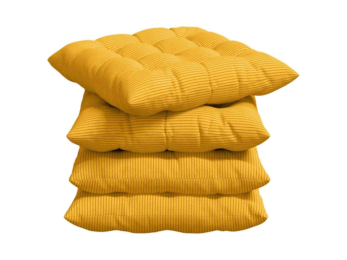 Cojines para asiento, 4 unidades, amarillo claro, 40 x 40 x 6 cm, HARLANV1
