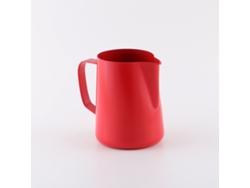 Taza de acero inoxidable con pico recubierto de teflón en color rojo, ideal para latte art, 400 ml Sfushos