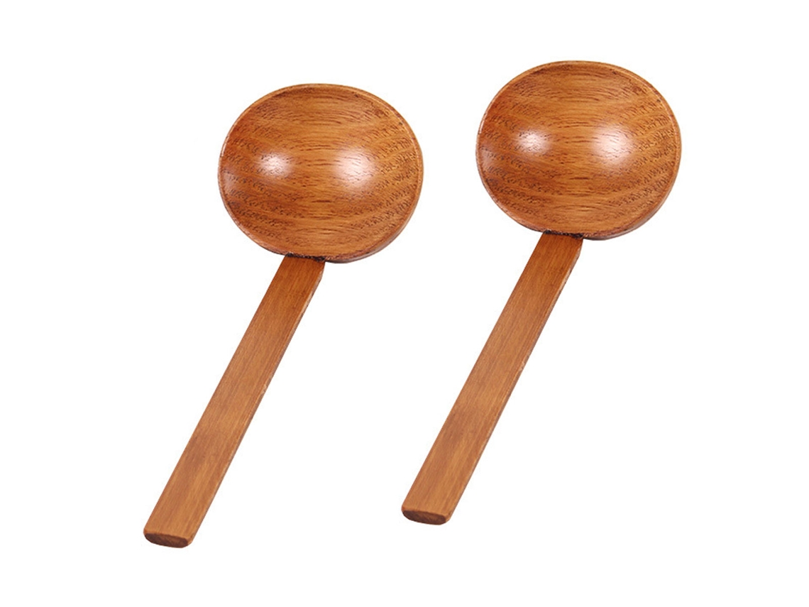 Cuchara de madera natural con mango largo, cuchara sopera china hecha a mano, ideal para sopa, ramen, pappa y fondue, 2 piezas marrón