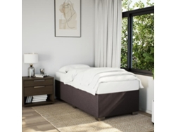 Estructura De Cama Sin Colchón Tela Marrón Oscuro 100x200 Cm