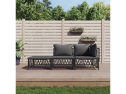 Conjunto de jardín de 3 piezas con cojines en acero antracita, Dkd Home Decor